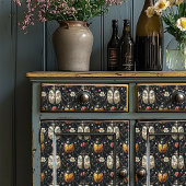 Art Deco  Zwart Goud Bloemkever Tissuepapier