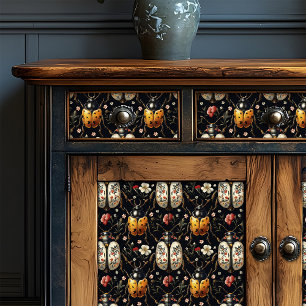 Art Deco  Zwart Goud Bloemkever Tissuepapier