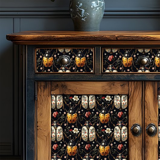 Art Deco  Zwart Goud Bloemkever Tissuepapier