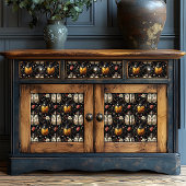 Art Deco  Zwart Goud Bloemkever Tissuepapier