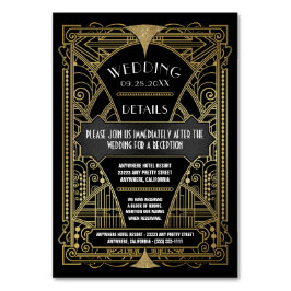 Art Deco Zwart Goud Bruiloft Inserts Kaarten