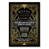 Art Deco Zwart Goud Bruiloft Inserts Kaarten (Voorkant)