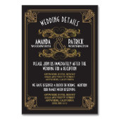 Art Deco  Zwart Goud Bruiloft Inserts Kaarten (Voorkant)