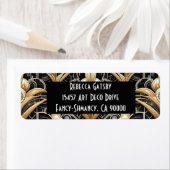 Art Deco Zwart & Goud Diamant Retouradres Etiket (Insitu)