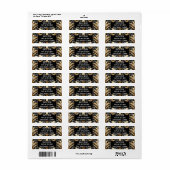 Art Deco Zwart & Goud Diamant Retouradres Etiket (Full Sheet)