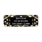 Art Deco Zwart & Goud Diamant Retouradres Etiket (Voorkant)