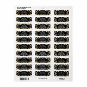 Art Deco Zwart & Goud Diamant Retouradres Etiket (Full Sheet)