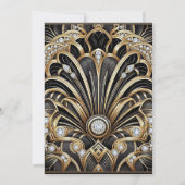 Art Deco Zwart & Goud Diamant Trouw Uitnodigingen (Achterkant)
