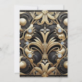 Art Deco Zwart & Goud Diamant Trouw Uitnodigingen (Achterkant)