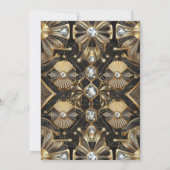 Art Deco Zwart & Goud Diamant Trouw Uitnodigingen (Achterkant)