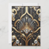 Art Deco Zwart & Goud Diamant Trouw Uitnodigingen (Achterkant)