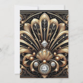 Art Deco Zwart & Goud Diamant Trouw Uitnodigingen (Achterkant)
