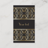 Art deco, zwart, goud, elegant, chic, monogram kla informatiekaartje (Voorkant)