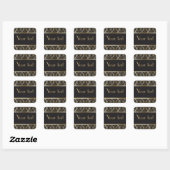 Art deco, zwart, goud, elegant, chic, monogram kla vierkante sticker (Vel)
