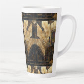 Art Deco Zwart Goud Elegant Retro Patroon Latte Mok (Rechts)