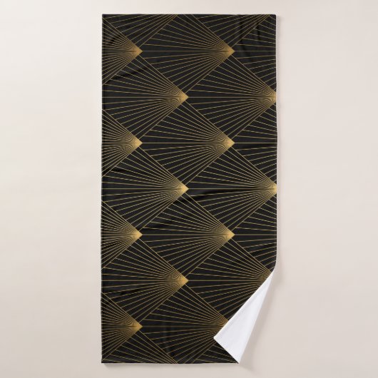 Art Deco: zwart goud elegantie. Badhanddoek (Badhanddoek)