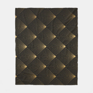 Art Deco: zwart goud elegantie. Fleece Deken