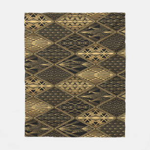 Art Deco Zwart Goud Elegantie Fleece Deken