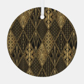 Art Deco Zwart Goud Elegantie Glas Ornament (Achterkant)