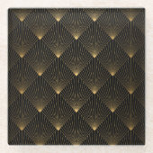 Art Deco: zwart goud elegantie. Glazen Onderzetter (Voorkant)
