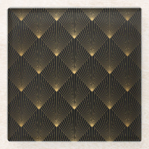 Art Deco: zwart goud elegantie. Glazen Onderzetter
