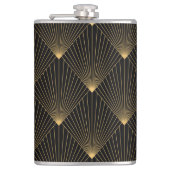 Art Deco: zwart goud elegantie. Heupfles (Voorkant)