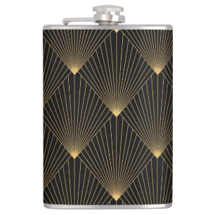 Art Deco: zwart goud elegantie. Heupfles