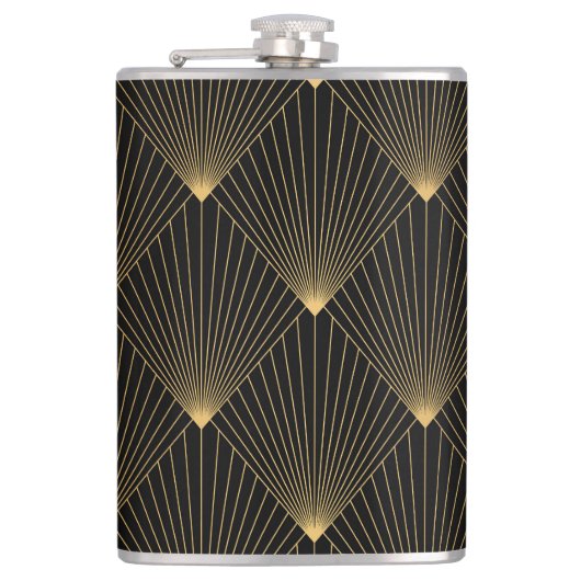Art Deco: zwart goud elegantie. Heupfles (Voorkant)