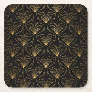 Art Deco: zwart goud elegantie. Kartonnen Onderzetters