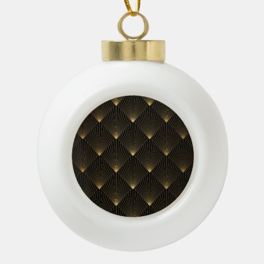 Art Deco: zwart goud elegantie. Keramische Bal Ornament (Voorkant)