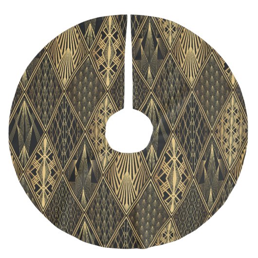 Art Deco Zwart Goud Elegantie Kerstboom Rok (Voorkant)