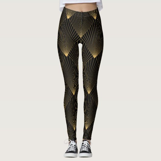 Art Deco: zwart goud elegantie. Leggings (Voorkant)