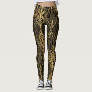 Art Deco Zwart Goud Elegantie Leggings