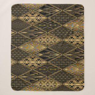 Art Deco Zwart Goud Elegantie Sherpa Deken