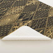 Art Deco Zwart Goud Elegantie Sherpa Deken (3/4)
