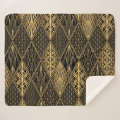 Art Deco Zwart Goud Elegantie Sherpa Deken (Voorkant (horizontaal))