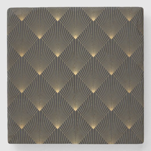 Art Deco: zwart goud elegantie. Stenen Onderzetter (Voorkant)