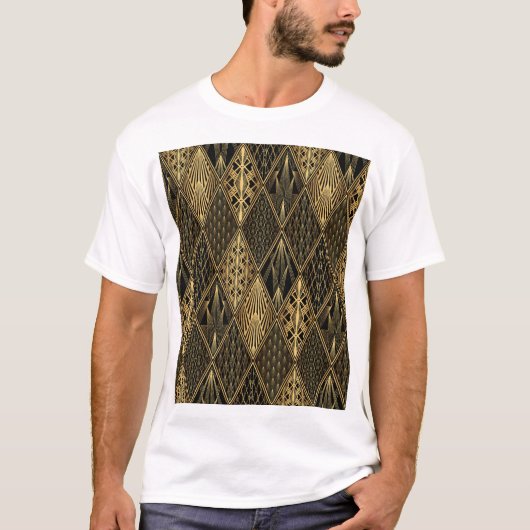 Art Deco Zwart Goud Elegantie T-shirt (Voorkant)