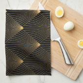 Art Deco: zwart goud elegantie. Theedoek (Quarter Fold)