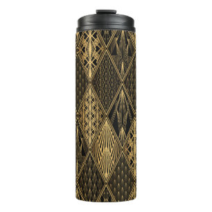 Art Deco Zwart Goud Elegantie Thermosbeker