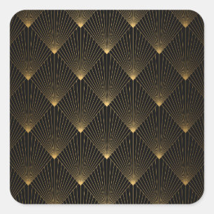 Art Deco: zwart goud elegantie. Vierkante Sticker