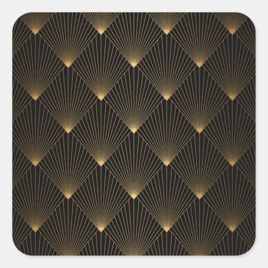 Art Deco: zwart goud elegantie. Vierkante Sticker (Voorkant)