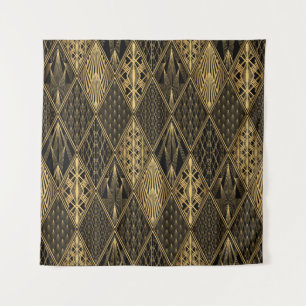Art Deco Zwart Goud Elegantie Wandkleed