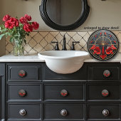 Art Deco Zwart, Goud en Rood Art Nouveau Keramische Knop