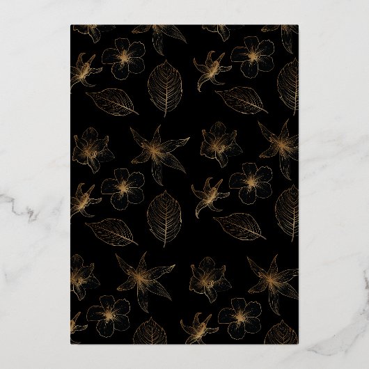 Art Deco Zwart Goud Folie Script Classic Bruiloft Folie Uitnodiging (Achterkant)