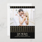 Art Deco  Zwart Goud Foto Bewaar de Datum Aankondigingskaart (Voorkant / Achterkant)