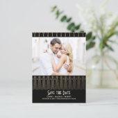 Art Deco  Zwart Goud Foto Bewaar de Datum Aankondigingskaart (Staand voorkant)