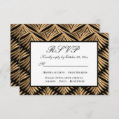 Art Deco Zwart Goud Gatsby Bruiloft RSVP Kaart (Voorkant / Achterkant)