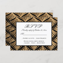 Art Deco Zwart Goud Gatsby Bruiloft RSVP