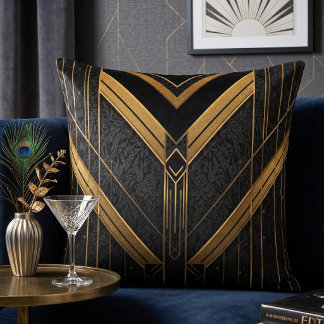 Art Deco Zwart & Goud Gatsby Kussen